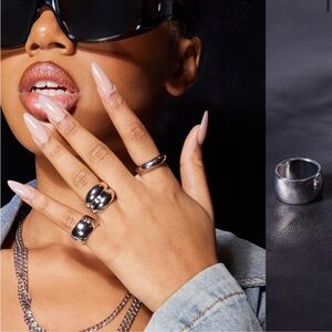 PrettyLittleThing Silver Ring Trio